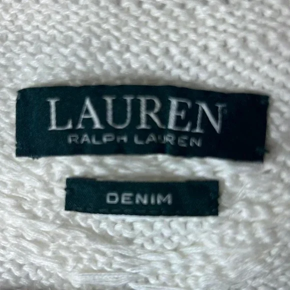 Lauren Ralph Lauren Cable Knit Boat Neck Cotton Sweater Womens M Preppy Yacht - Picture 4 of 4